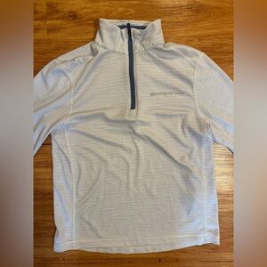 Men’s Athletic Vineyard Vines White & Blue Striped Quarter-Zip Pullover